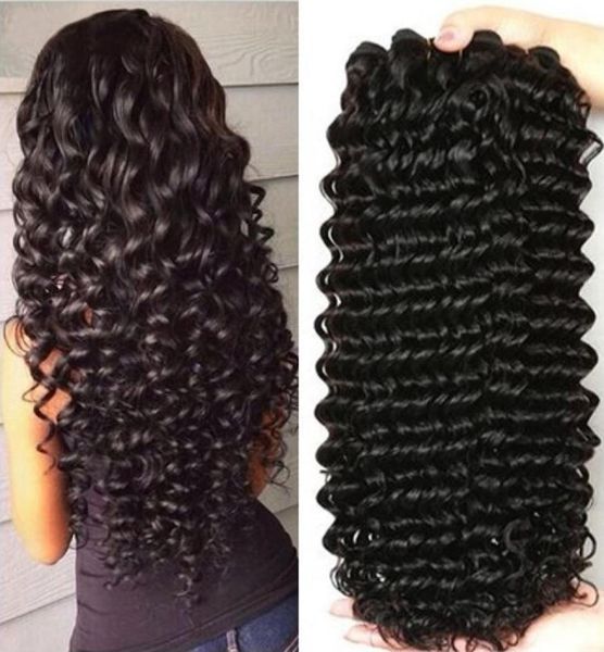 

brazilian virgin hair deep wave unprocessed curly human hair extensions 3 bundles1010912, Black