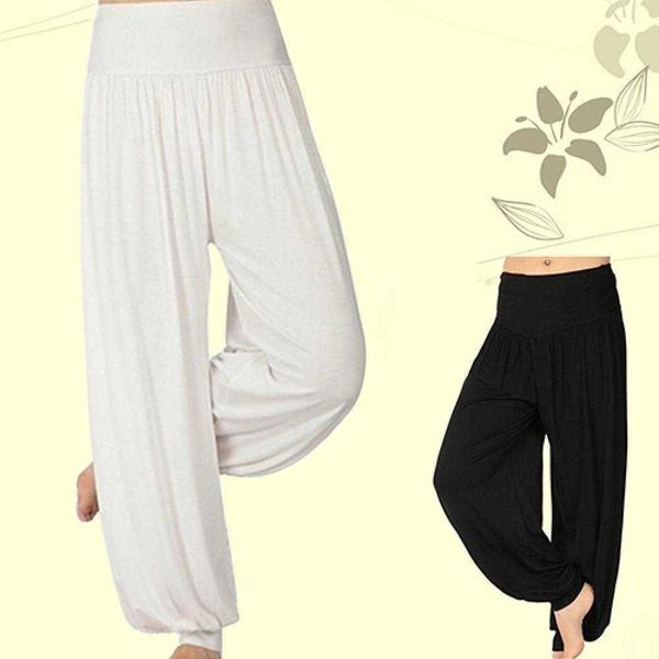 

vintage sportswear women's harem pants yoga loose long belly dance boho sports wide trousers clothing, Black