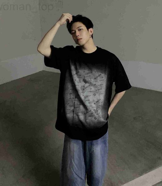 

women's t-shirt designer 23ss cost performance new b family double gradient letter t-shirt loose relaxed fashion couple short sleeve ig, White