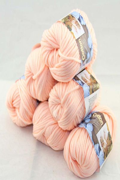 

lot of 6 ballsx50g special thick worsted 100 cotton knitting yarn white peach 22049872798, Black;white