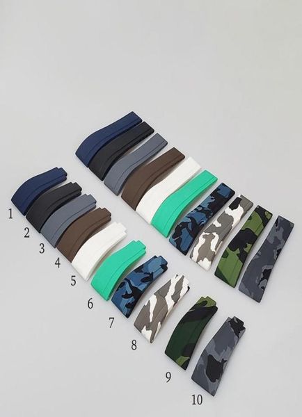 

20mm black rubber replacement wrist role watch band for strap gmt oysterflex3682512, Black;brown