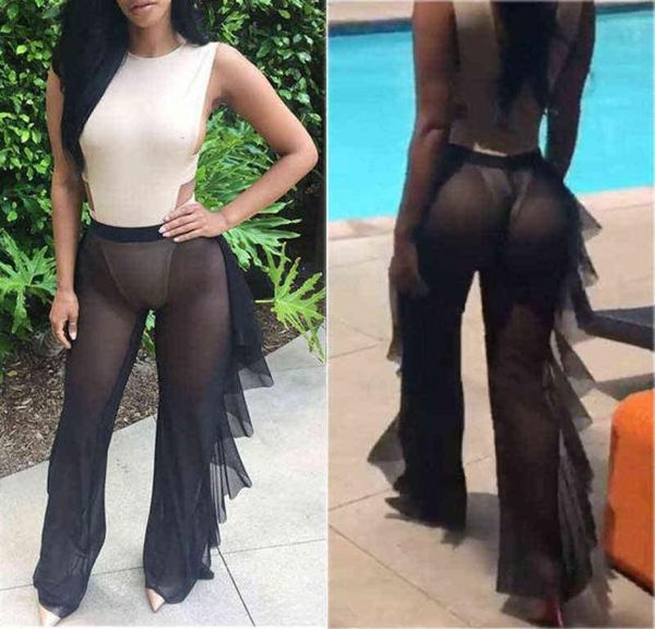 

ladies pants women trousers bikini cover up mesh sheer see through bathing swimsuit beachwear swimming suit291q5407620, Black;white
