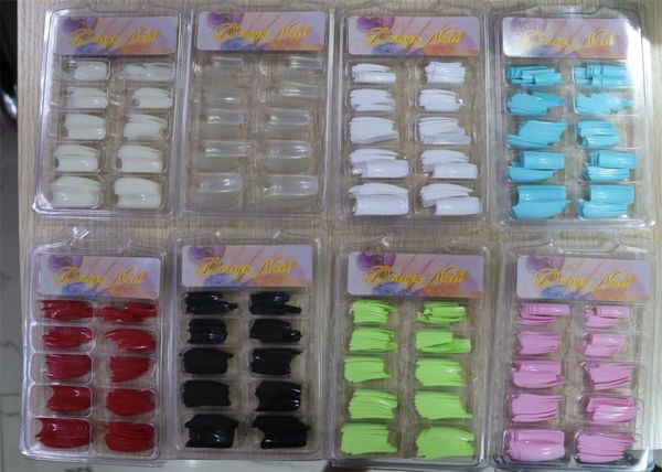 

monochrome long full cover false nails fake nail 100pcsset finger salon manicure diy nail art tips7348663, Red;gold