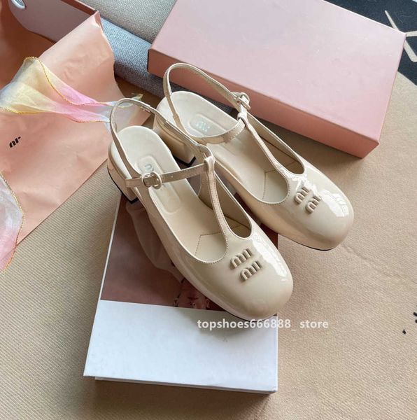 

luxury designer shoes for women 2023 round head women's flats summer mary jane flats buckle strap miu shoes ladies zapatos planos sanda, Black