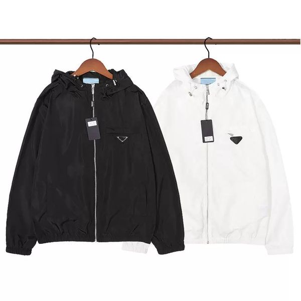 

23men's jacket casual hooded jacket windbreaker leather motorcycle jacket designer style triangle badge upscale men's and women&#0, Black;brown