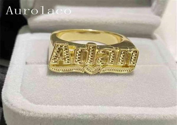 

aurolaco custom name rings gold personality hip hop ring women fashion punk letter ring gifts202y9170719, Silver
