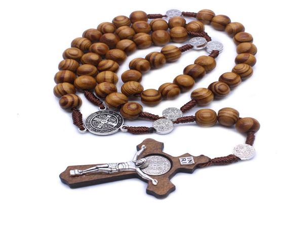 

handmade wooden jesus prayer necklace for women men personality vintage beads rosary necklaces fashion pendant jewelry gifts kimte1807907, Silver