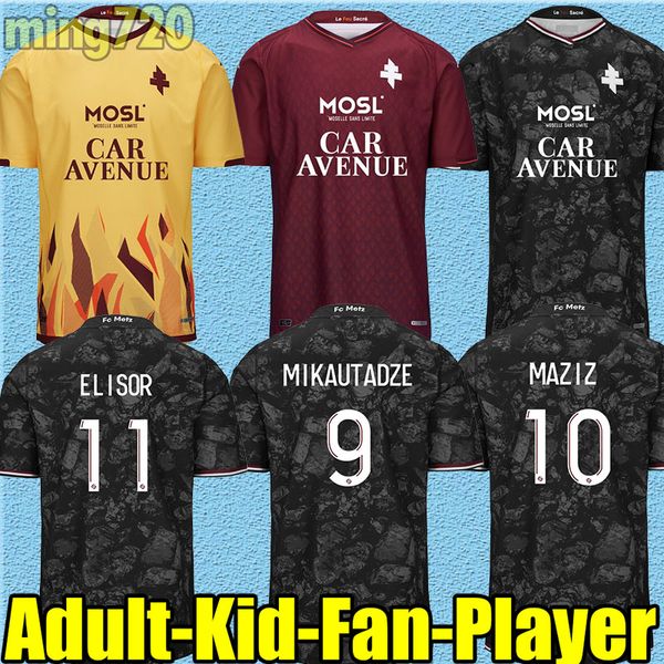 

23 24 fc metz soccer jerseys elisor mikautadze jallow niane 2023 2024 maillot de foot maziz udol yade joseph danley sabaly black football sh, Black;yellow
