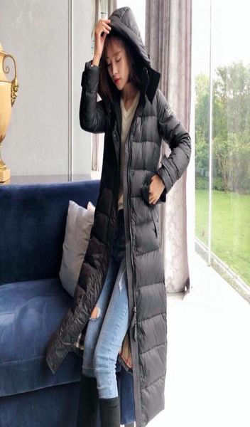 

women039s down parkas parka coat extra maxi long winter jacket women hooded pocket zipper female lady windbreaker overcoat ou926105241741, Black