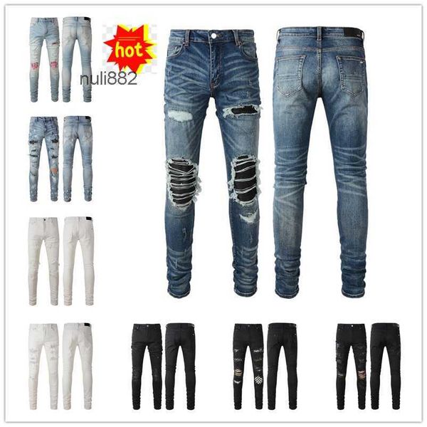 

2023 new arrivals amirly mens luxury designer denim jeans holes trousers jean coolguy biker pants man clothing #025, Blue