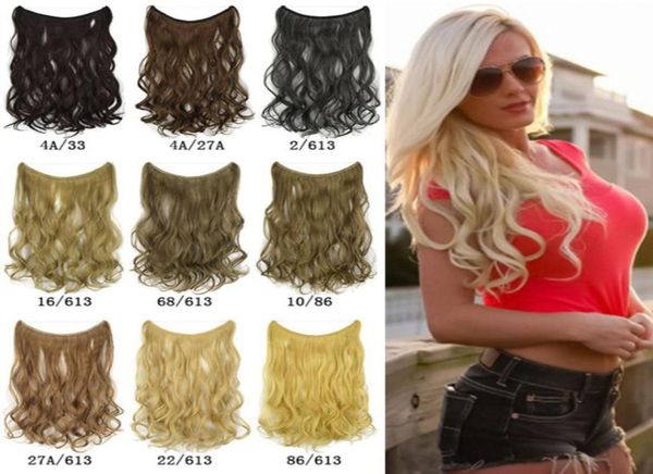 

18 inches wave loop micro ring fish line hair extensions bundles 28cm wide synthetic weft in 36 colors mw80082568680, Black