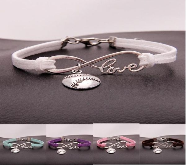 

fashion softball baseball charm bracelets for women mens ball sports lover love infinity velvet wrap bangle diy jewelry in bulk2698552, Golden;silver