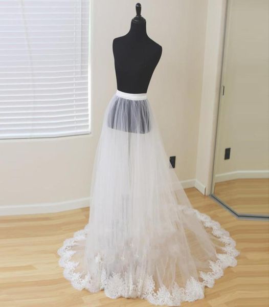 

skirts detachable bridal skirt wedding overskirt 2 layers removable tulle with lace appliques edge custom7981558, Black