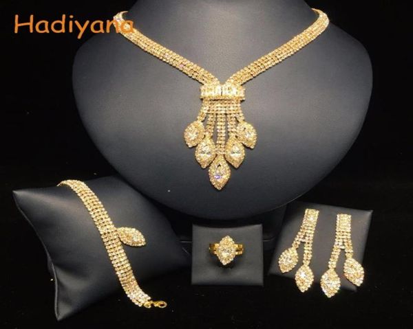 

hadiyana 4pcs sets sparkling crystal wedding bridal shinning jewelry accessory for bride party date queen gift bn576612884761326662, Slivery;golden