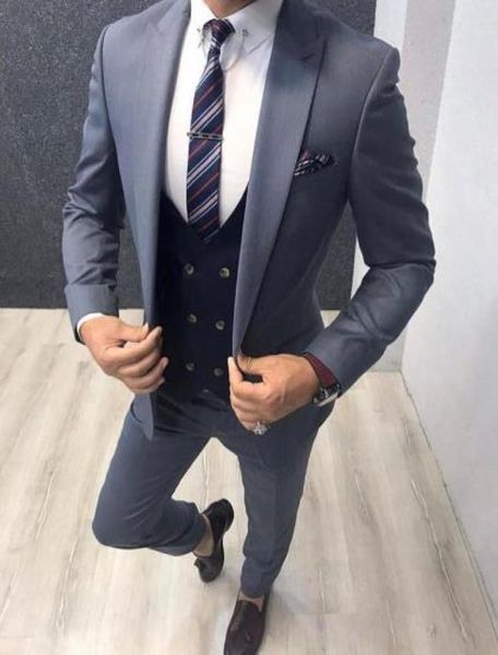 

new arrival wedding tuxedos for groom costume homme slim fit men suits set navy blue vest blazer terno masculino 3 pieces9491535, White;black