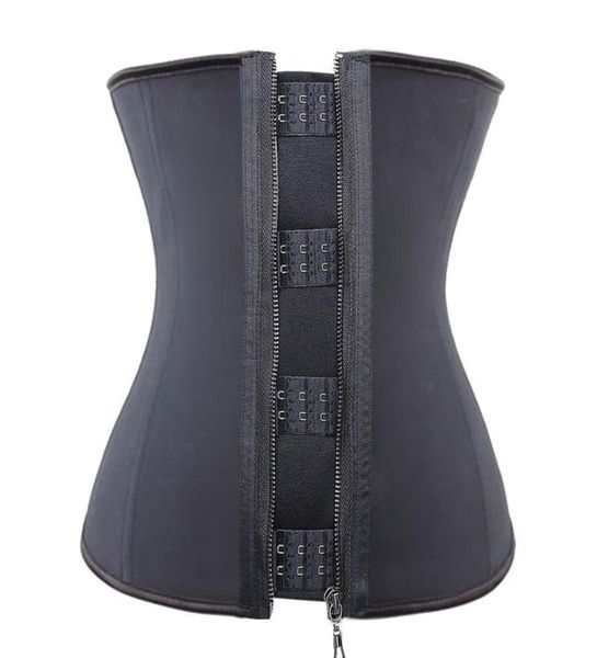 

latex waist trainer body shaper women corsets with zipper cincher corset slimming belt black plus size 90782606560, Black;white