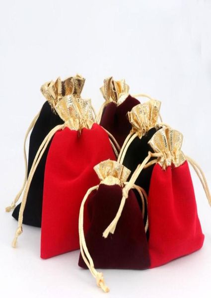 

5pcslot stitching jewelry drawstring velvet pouches for wedding engagement party gift bags and packaging diy accessories18523844920235, Pink;blue