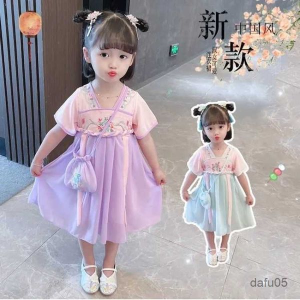

girl's dresses new and hanfu children's dress thin short sleeve princess dress tang baby super fairy children's sum r230810, Red;yellow