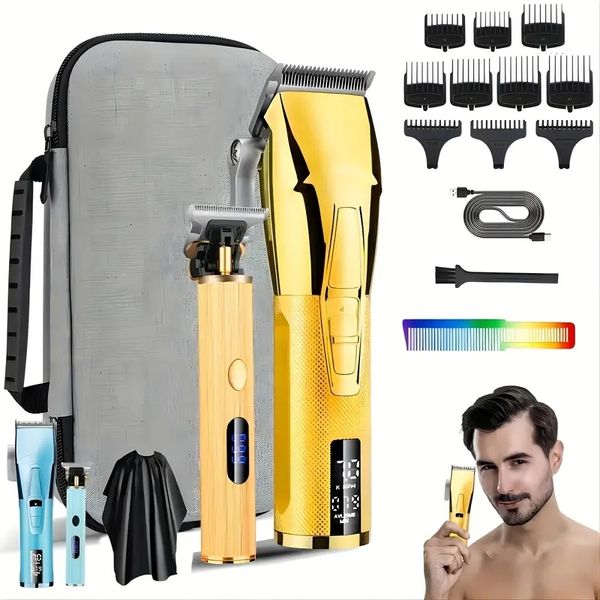 

professional low-noise cordless electric hair clipper & trimmer set with travel bag - perfect for men on-the-go
