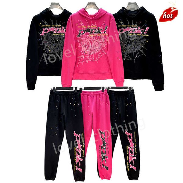

sp5der young thug pink men women hoodie designer fashion foam print spider web graphic letter sweatshirts pullovers clothing size s-xlgcmz, Black