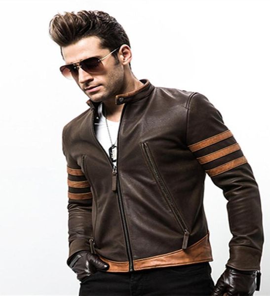

zippers jacket mens high end pu leather motorcycle leather logans bomber jacket casual outwearr mans coats jacket size m5xl8318911, Black;brown