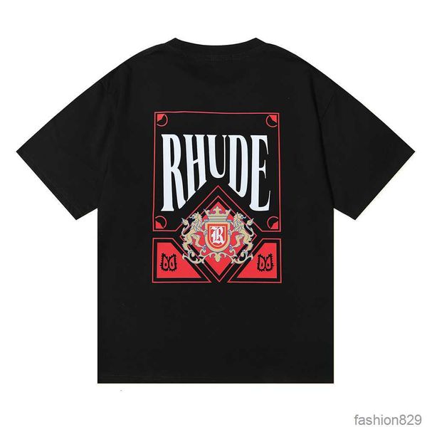 

spring summer rhude t shirt man t shirts women tees skateboard oversize men short sleeve t-shirt luxury brand men's t-shirts us size s-, White;black