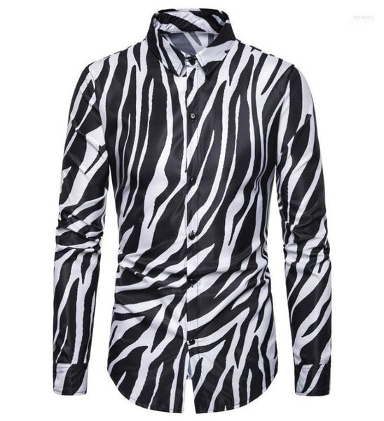 

nightclub party zebra striped mens shirts casual slim fit long sleeve camisa social dress chemise homme 3xl1 sybi227087716, White;black