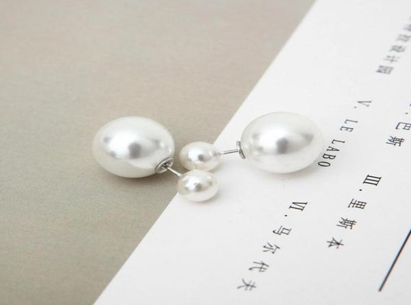 

temperament allmatch doublesided size ball pearl earrings for women korean simple design fashion jewelry 2021 stud25857724056061, Golden;silver