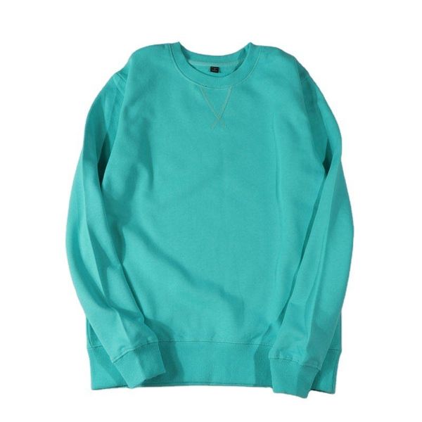 

women's hoodies sweatshirts heavyweight color tiffanyblue cotton pure loose basic couple round neck sweatshirt for men women 340g 23080, Black