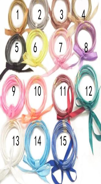 

2019 whole bowknot silicone christmas bangle for girl jewelry all weather glitter filled jelly round bangle bracelet set6002452, Black