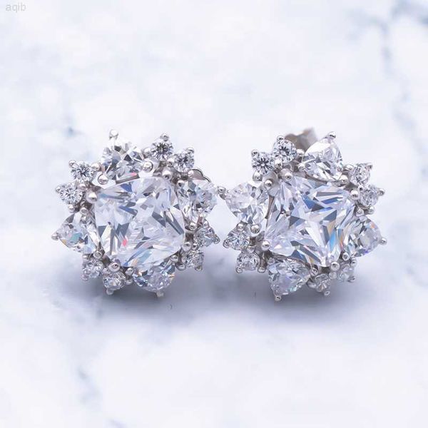 

ready to ship luxury iced out 925 sterling silver jewelry vvs moissanite stud earrings, Golden