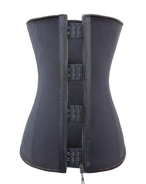 

latex waist trainer body shaper women corsets with zipper cincher corset slimming belt black plus size 90784032782, Black;white