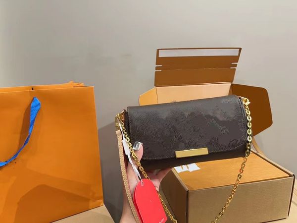 

2023 classic luxury chain bag fashion brand wallet retro women's brown leather handbag designer shoulder bag strap box