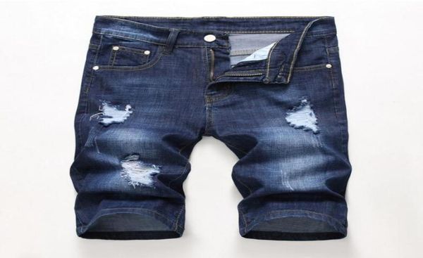 

men designer slim ripped shorts distressed short jeans bleached retro denim shorts big size 2842 trousers jb37531622, Blue
