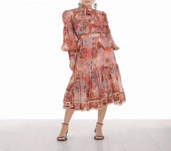 

luxury fashion floral dress women cute long sleeve mock neck print high waist party slim a-line mini dresses office lady spring autumn shirt, Black;gray