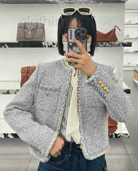 

women's jackets designer 2023ss white blue woven round neck fried dough twists decoration handmade woolen coat i6sv, Black;brown