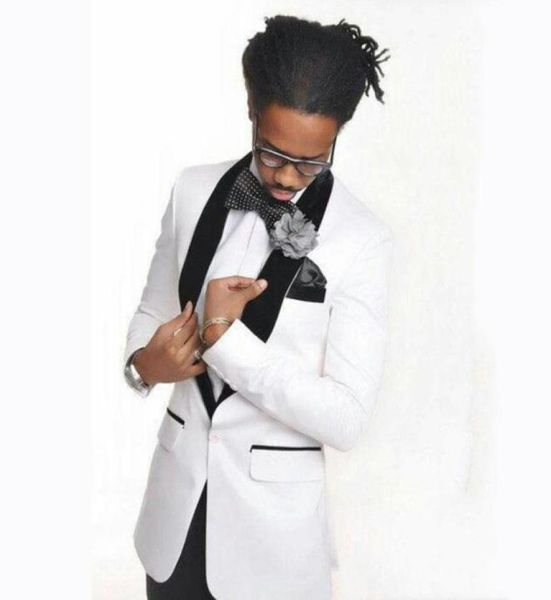 

white groom wedding tuxedos men suits for wedding man outfits costume mariage homme groomsmen blazer two piece slim fit trajes de 4195905, Black;gray