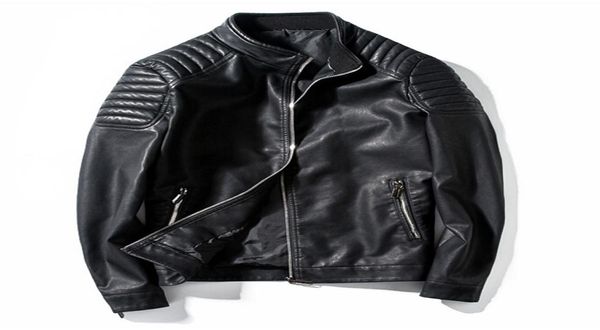 

whole motorcycle jacket mens leather jacket male casual stand collar fashion bomber jacket jaqueta de couro masculino outwear2651032, Black