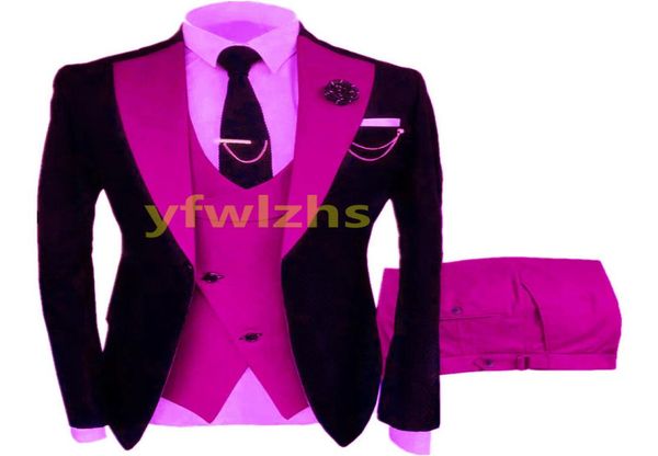 

handsome groomsmen one button groom tuxedos notch lapel men suits weddingpromdinner man blazer jacketpantstievest w5154787301, Black;gray