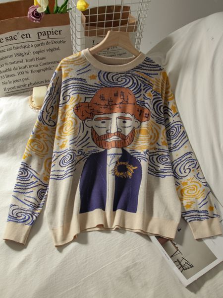 

women's sweaters korobov harajuku cartoon women vintage o neck long sleeve female pullovers autumn chic streetwear sueter mujer 230804, White;black