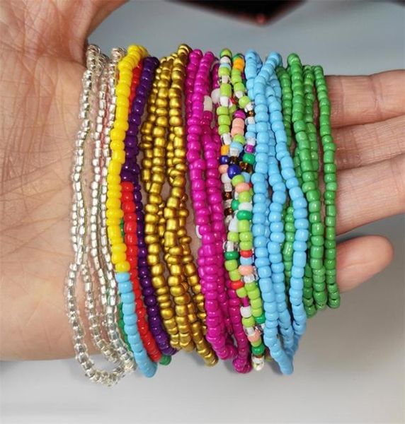 

10pcs set random color bikini handmade beads waist chains for women summer beach colorful belly waistbeads 2206117162884, White;black