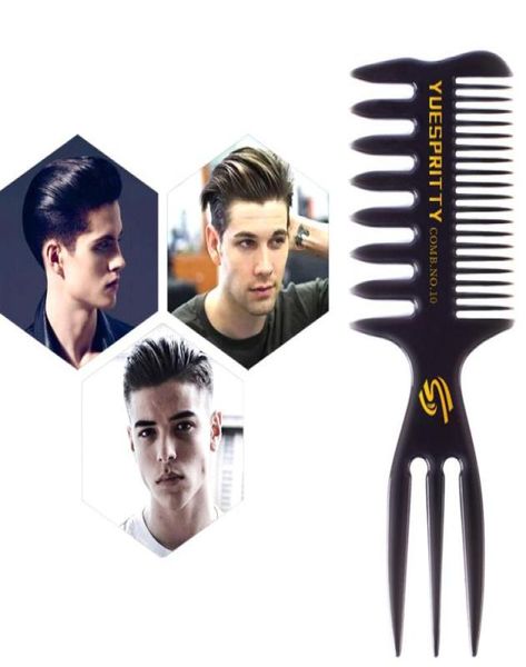 

retro wide teeth hairbrush fork comb men beard hairdressing brush barber shop styling tool salon accessory afro hairstyle dhl2863017, Silver