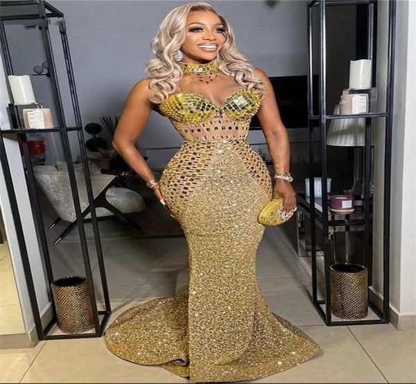 

sparkly mermaid african prom dress 2023 for black girls sequin beads birthday party celebrity gowns luxury robe de bal3018764