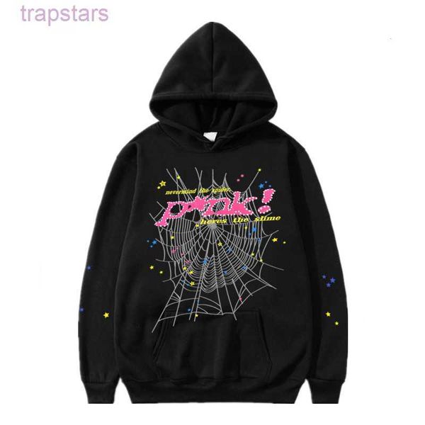 

men's hoodies sweatshirts mens sp5der young thug angel woman fashion 555555 letters casual spider web hoodie puff print pulloversiuja, Black