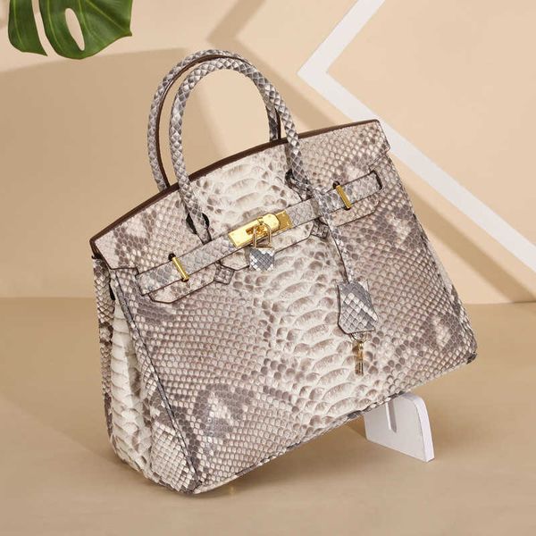 

original h ermes brikis's tote bags wholesale new fashion python leather bag versatile light luxury women's handbag with real logo