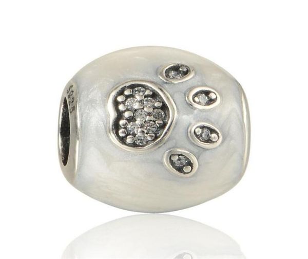 

pets charms s925 sterling silver beads fits for original jewelry style bracelets dog footprint lw56037915384615382, Bronze;silver