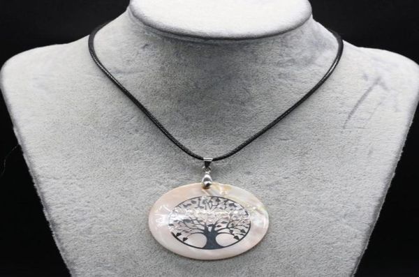 

pendant necklaces natural mother of pearl shell necklace charming tree pattern for women men charms jewelry2244654, Silver