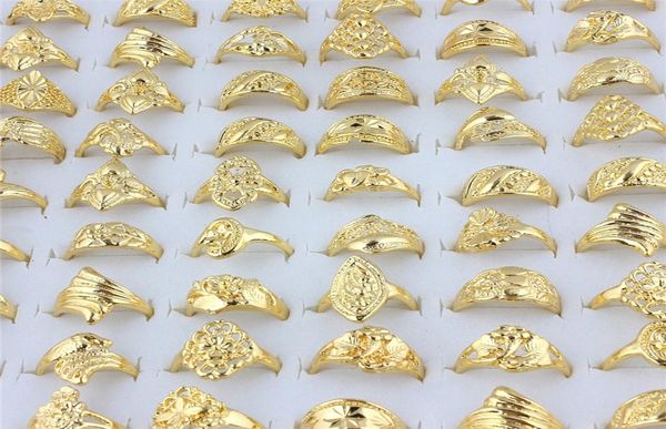 

whole whole 20pcs mix wedding gold color rings engagement flower ring fashion jewelry for women ring8162728, White