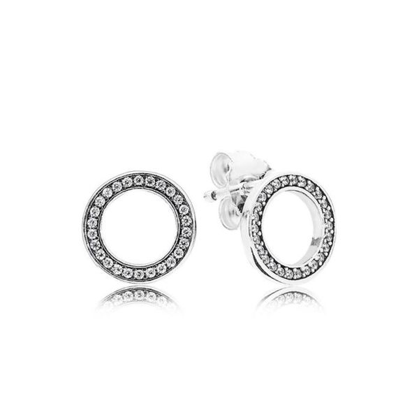 

sparkling circle stud earring classic 925 sterling silver designer jewelry women mens gift with original retail box for cz crystal earrings1, Golden;silver