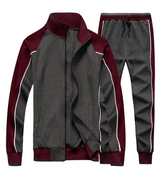 

men039s sportswear casual spring tracksuit men two pieces sets stand collar jackets sweatshirt pants joggers track suit running6066194, Gray